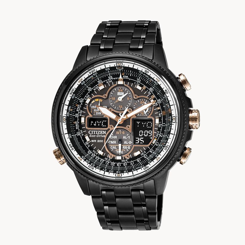 Promaster Navihawk A T Black Dial Stainless Steel Bracelet JY8035 55E CITIZEN